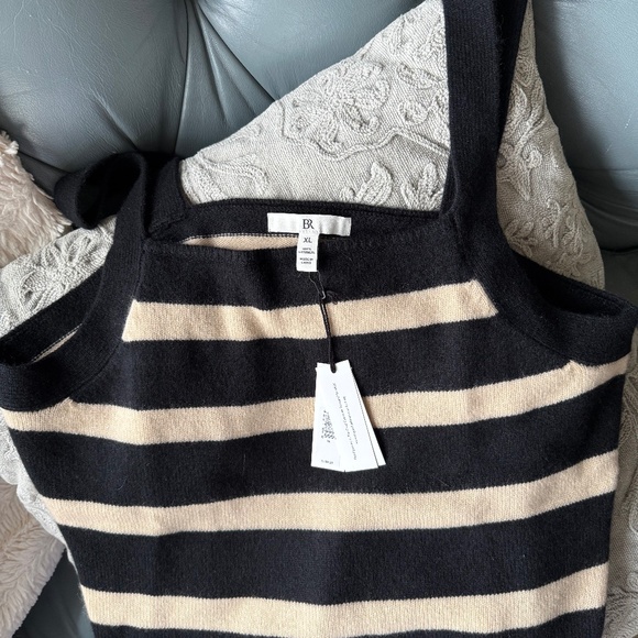NWT Banana Republic Cashmere Sweater tank Black Stripe sz XL Retail $100 - Picture 3 of 9
